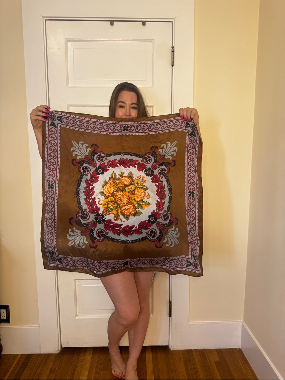 70s Vintage Diane Von Furstenburg Medallion Print Silk Scarf